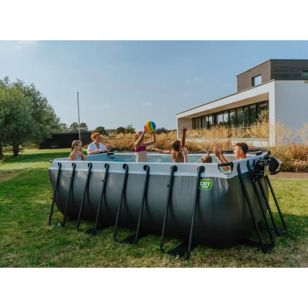 Brico Opzetzwembaden Met Pomp-Exit Black Leather Opzetzwembad Met Filterpomp Zwart 400X200X122Cm