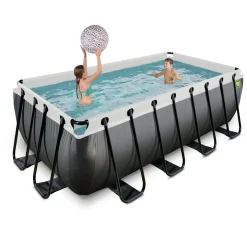 Brico Opzetzwembaden Met Pomp-Exit Black Leather Opzetzwembad Met Zandfilterpomp Zwart 400X200X122Cm
