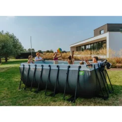 Brico Opzetzwembaden Met Pomp-Exit Black Leather Opzetzwembad Met Zandfilterpomp Zwart 400X200X122Cm