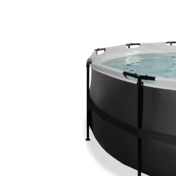 Brico Opzetzwembaden Met Pomp-Exit Black Leather Opzetzwembad Met Overkapping En Zandfilter- En Warmtepomp Zwart O450X122Cm