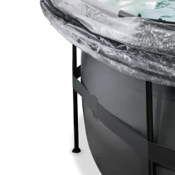 Brico Opzetzwembaden Met Pomp-Exit Black Leather Opzetzwembad Met Overkapping En Zandfilter- En Warmtepomp Zwart O450X122Cm