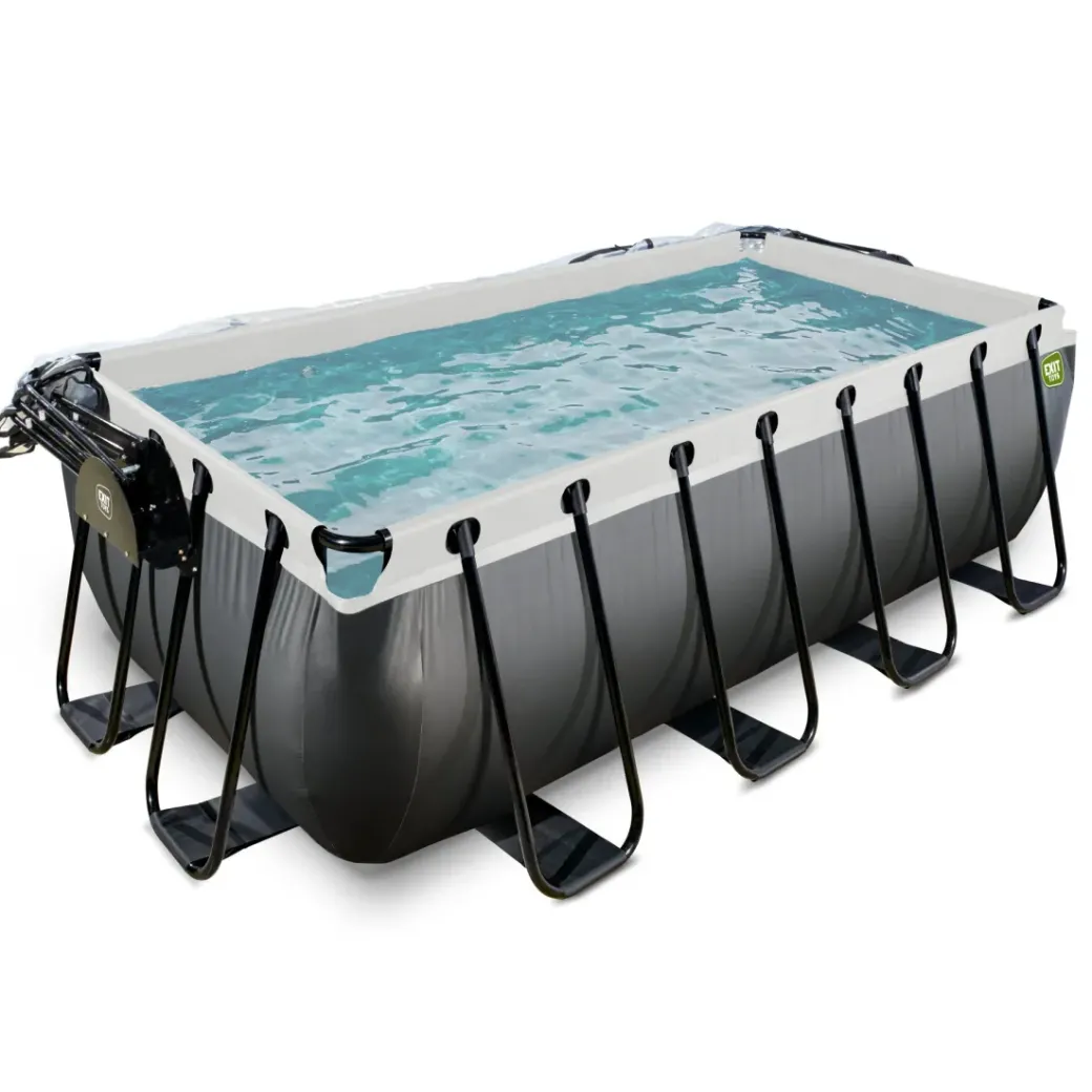 Brico Opzetzwembaden Met Pomp-Exit Black Leather Opzetzwembad Met Overkapping En Zandfilter- En Warmtepomp Zwart 400X200X122Cm