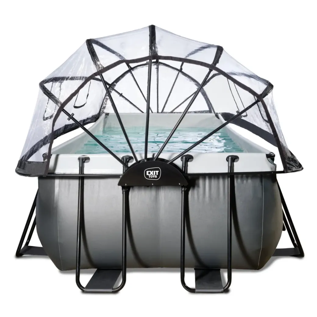 Brico Opzetzwembaden Met Pomp-Exit Black Leather Opzetzwembad Met Overkapping En Zandfilter- En Warmtepomp Zwart 400X200X122Cm