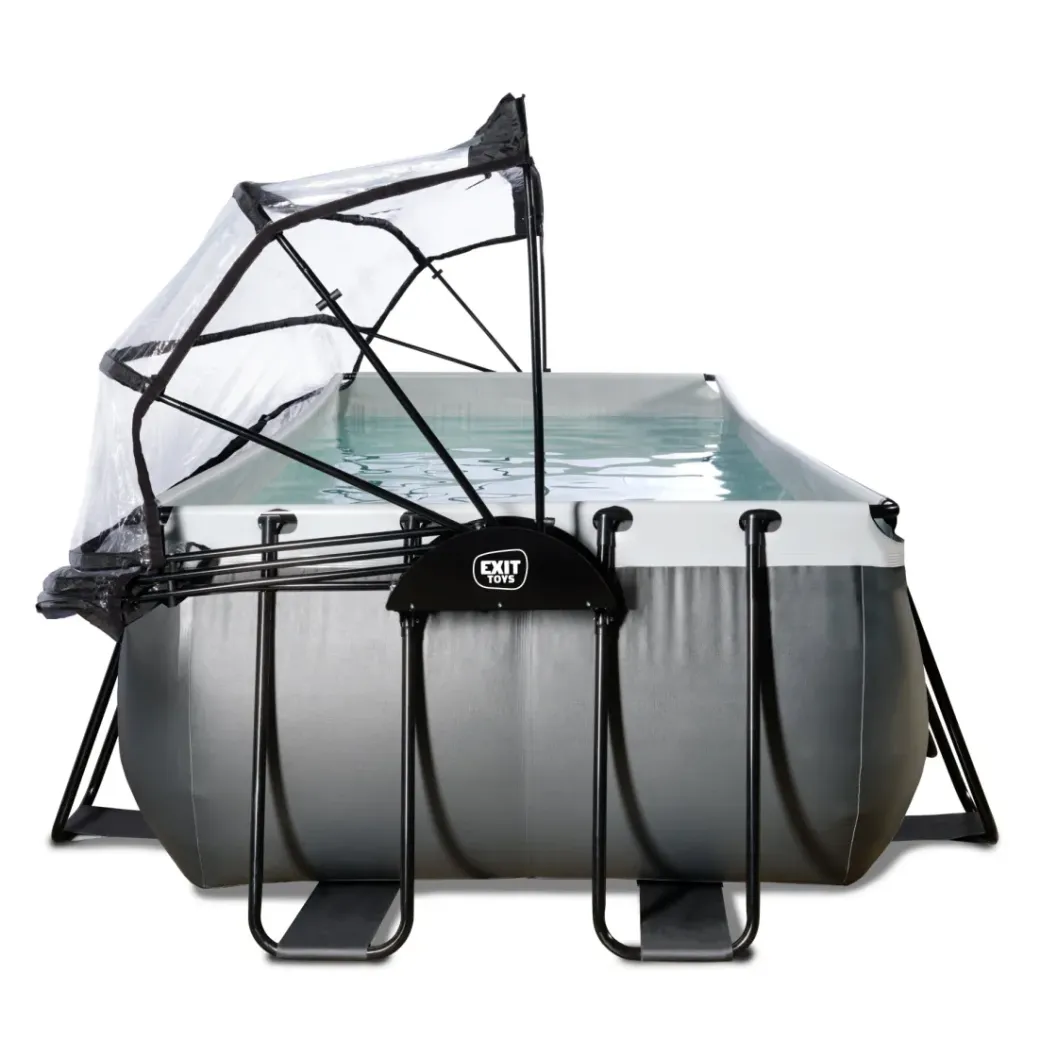 Brico Opzetzwembaden Met Pomp-Exit Black Leather Opzetzwembad Met Overkapping En Zandfilter- En Warmtepomp Zwart 400X200X122Cm