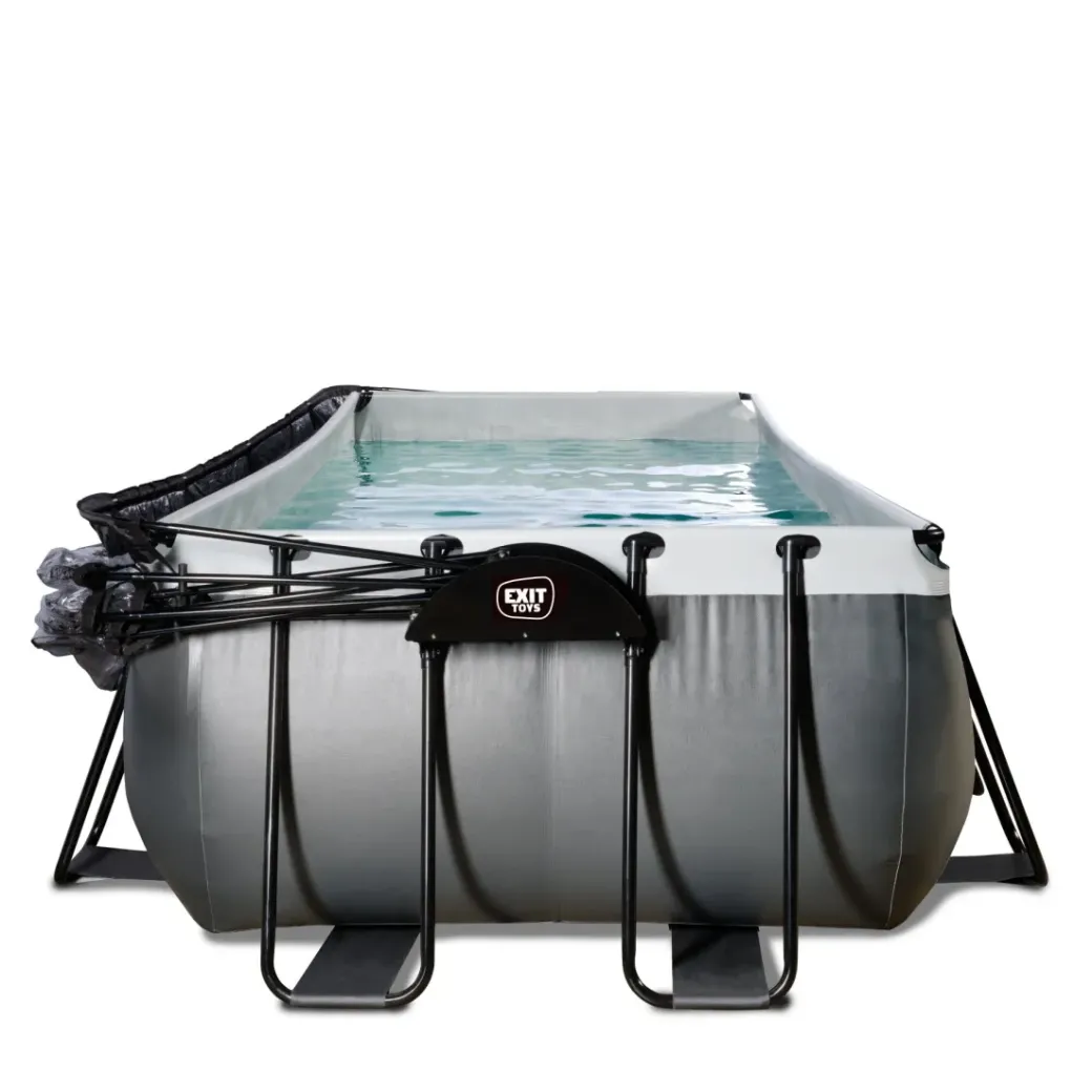 Brico Opzetzwembaden Met Pomp-Exit Black Leather Opzetzwembad Met Overkapping En Zandfilter- En Warmtepomp Zwart 400X200X122Cm