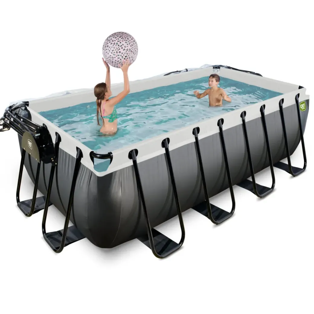 Brico Opzetzwembaden Met Pomp-Exit Black Leather Opzetzwembad Met Overkapping En Zandfilter- En Warmtepomp Zwart 400X200X122Cm