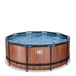Brico Opzetzwembaden Met Pomp-Exit Wood Opzetzwembad Met Filterpomp Bruin O360X122Cm