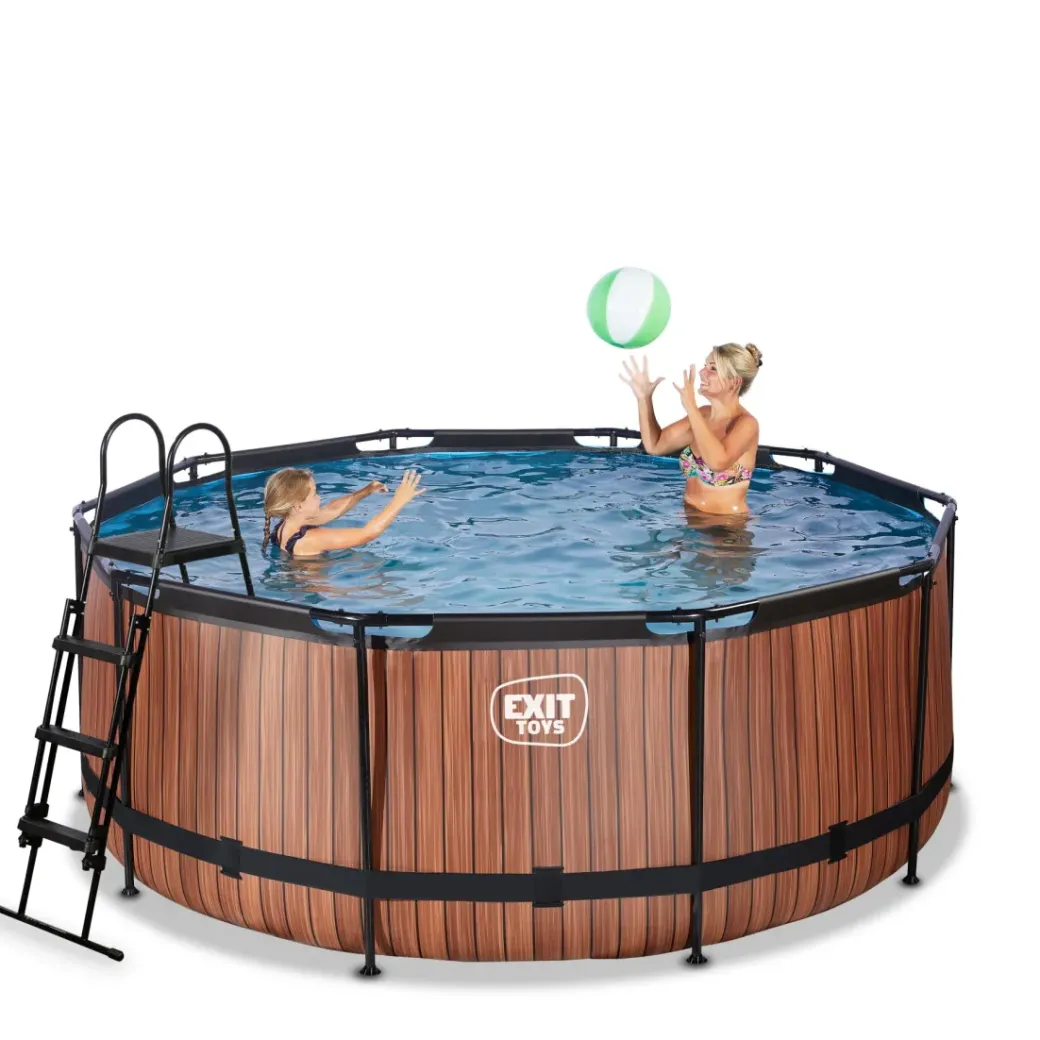 Brico Opzetzwembaden Met Pomp-Exit Wood Opzetzwembad Met Filterpomp Bruin O360X122Cm