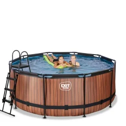 Brico Opzetzwembaden Met Pomp-Exit Wood Opzetzwembad Met Filterpomp Bruin O360X122Cm