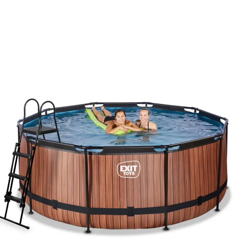 Brico Opzetzwembaden Met Pomp-Exit Wood Opzetzwembad Met Filterpomp Bruin O360X122Cm