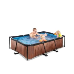 Brico Opzetzwembaden Met Pomp-Exit Wood Opzetzwembad Met Filterpomp Bruin 220X150X65Cm