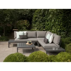 Brico Loungesets-Exotan Loungeset Incl. Kussens - Aluminium - Grijs - 63X245X245
