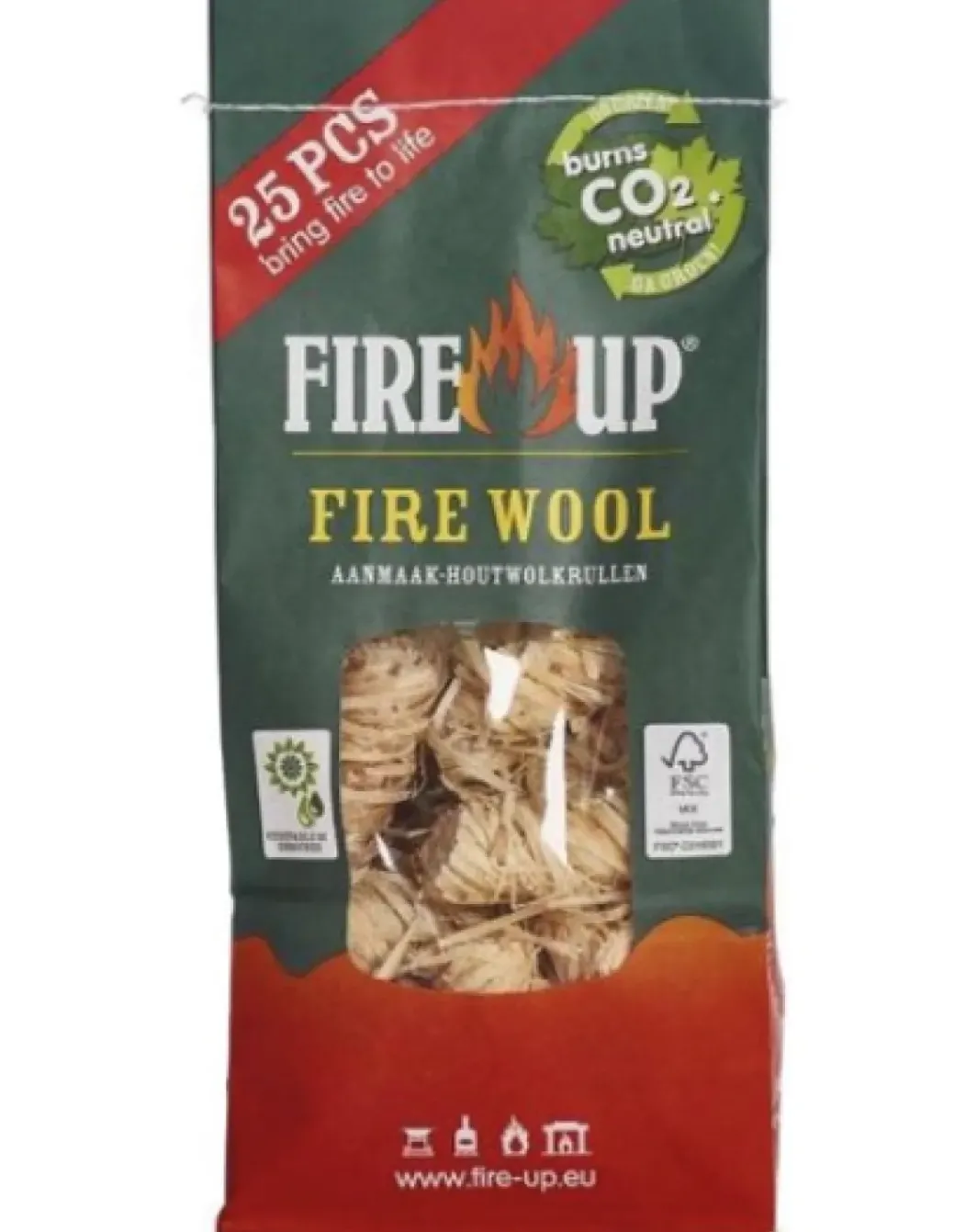 Brico Houtskool En Briketten-Fire-Up Aanmaakhoutwol – 25 Stuks