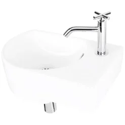 Fonteinset (Rechts) Apollo Keramiek Wasbak Wit 41 X 27 X 14 Cm|Brico Best