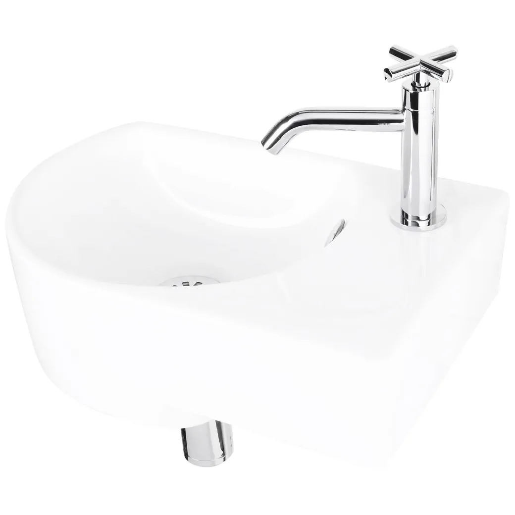 Fonteinset (Rechts) Apollo Keramiek Wasbak Wit 41 X 27 X 14 Cm|Brico Best