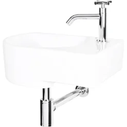 Fonteinset (Rechts) Apollo Keramiek Wasbak Wit 41 X 27 X 14 Cm|Brico Best
