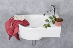 Fonteinset (Rechts) Apollo Keramiek Wasbak Wit 41 X 27 X 14 Cm|Brico Best