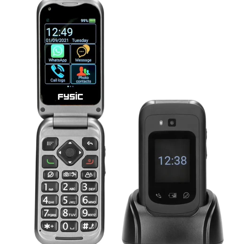 Brico Kluizen-Fysic F25 - Eenvoudige Mobiele Klaptelefoon Voor Senioren Met Sos Noodknop, Zwart