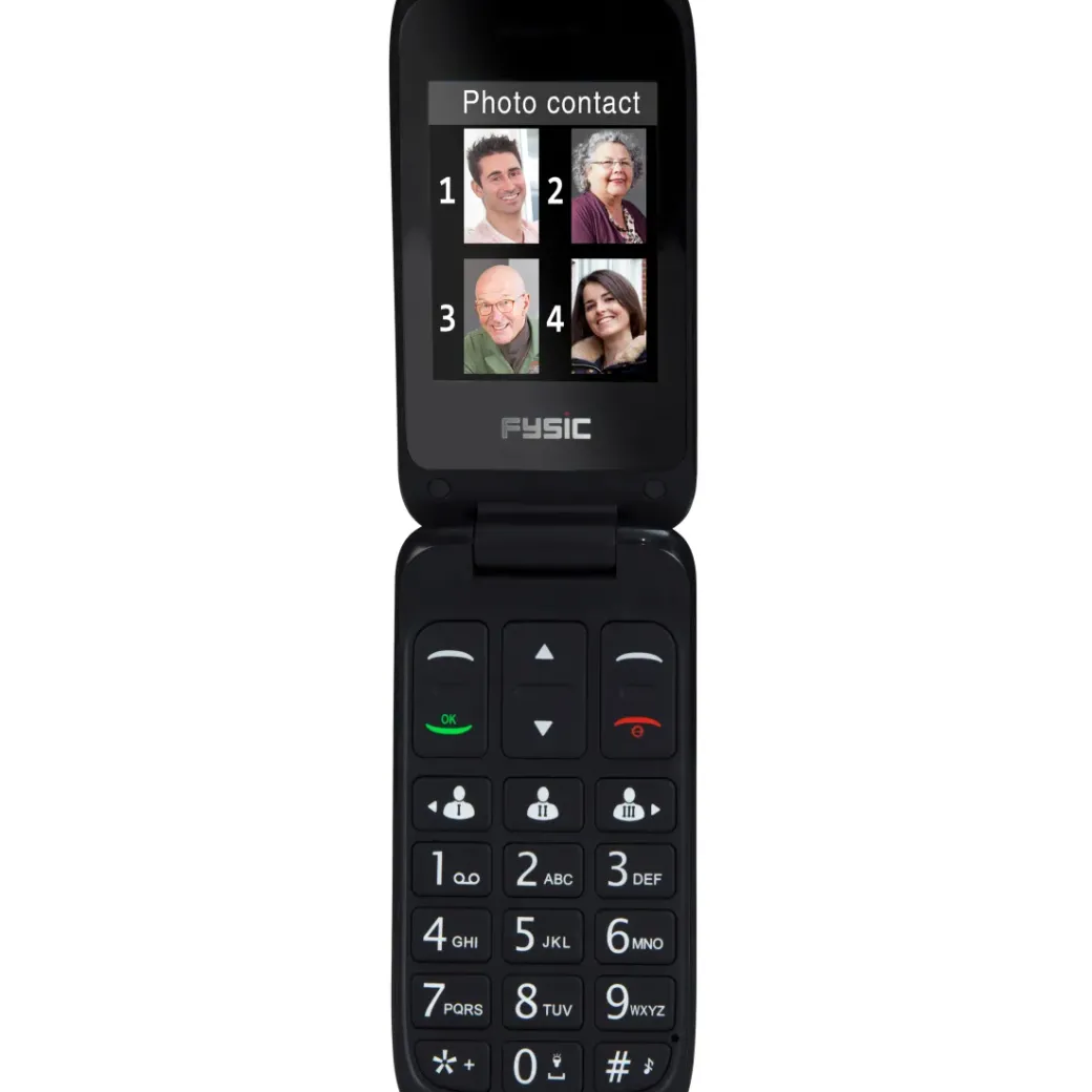 Brico Kluizen-Fysic Fm-9760Zt Mobiele Klaptelefoon Voor Senioren Noodknop Zwart