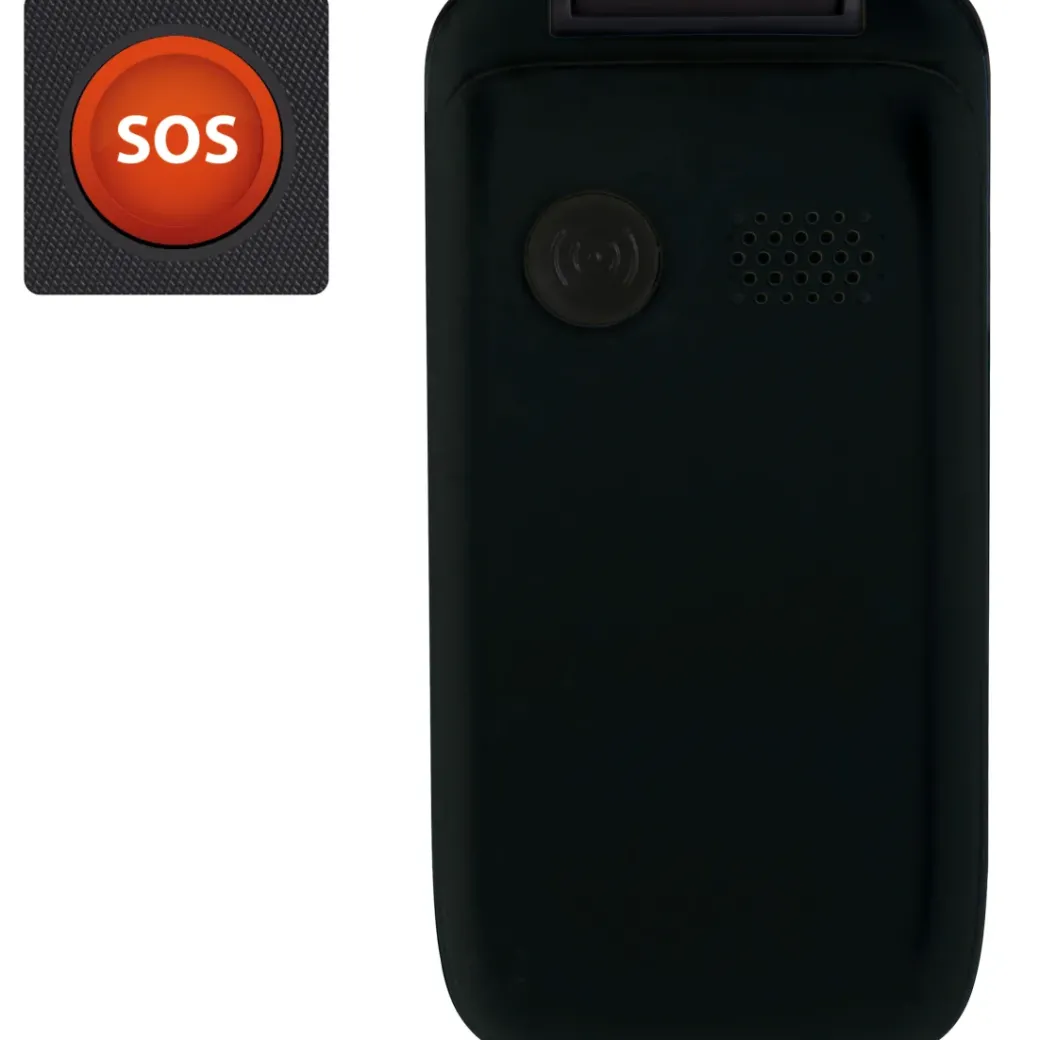 Brico Kluizen-Fysic Fm-9760Zt Mobiele Klaptelefoon Voor Senioren Noodknop Zwart