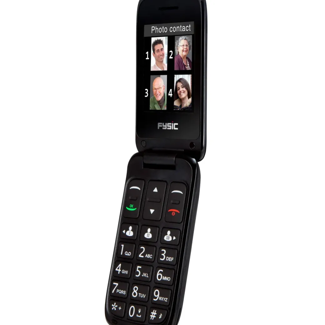 Brico Kluizen-Fysic Fm-9760Zt Mobiele Klaptelefoon Voor Senioren Noodknop Zwart