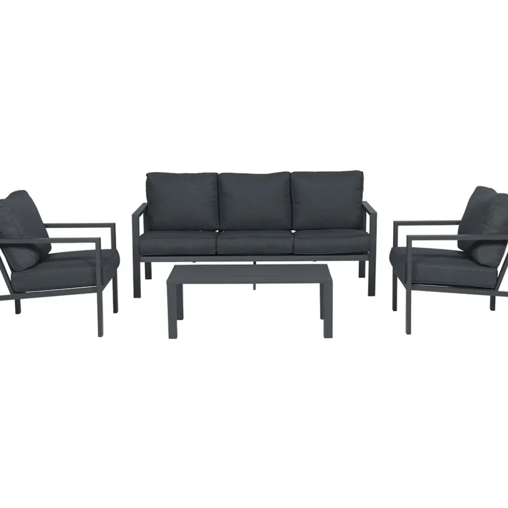 Brico Loungesets-Garden Impressions Durban Loungeset 4-Delig - Zwart