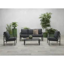 Brico Loungesets-Garden Impressions Durban Loungeset 4-Delig - Zwart