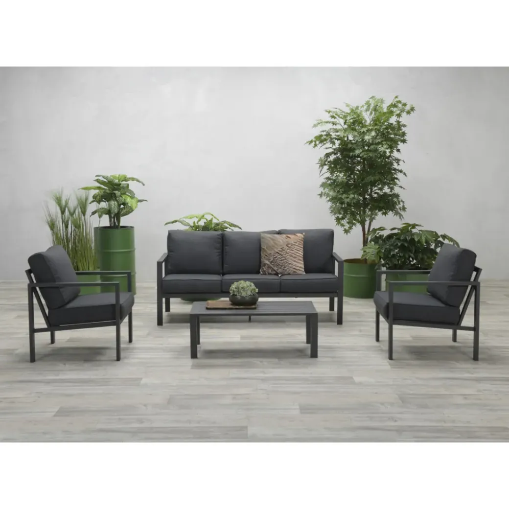 Brico Loungesets-Garden Impressions Durban Loungeset 4-Delig - Zwart