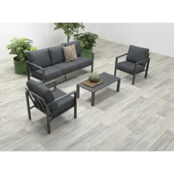 Brico Loungesets-Garden Impressions Durban Loungeset 4-Delig - Zwart