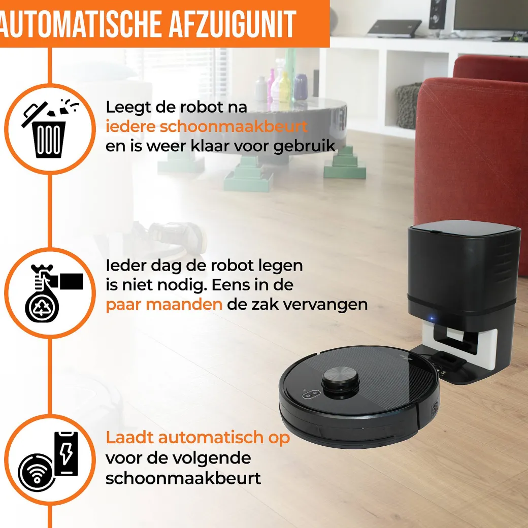 Geavanceerde Robotstofzuiger "Willem" Met Afzuigunit|Brico Discount