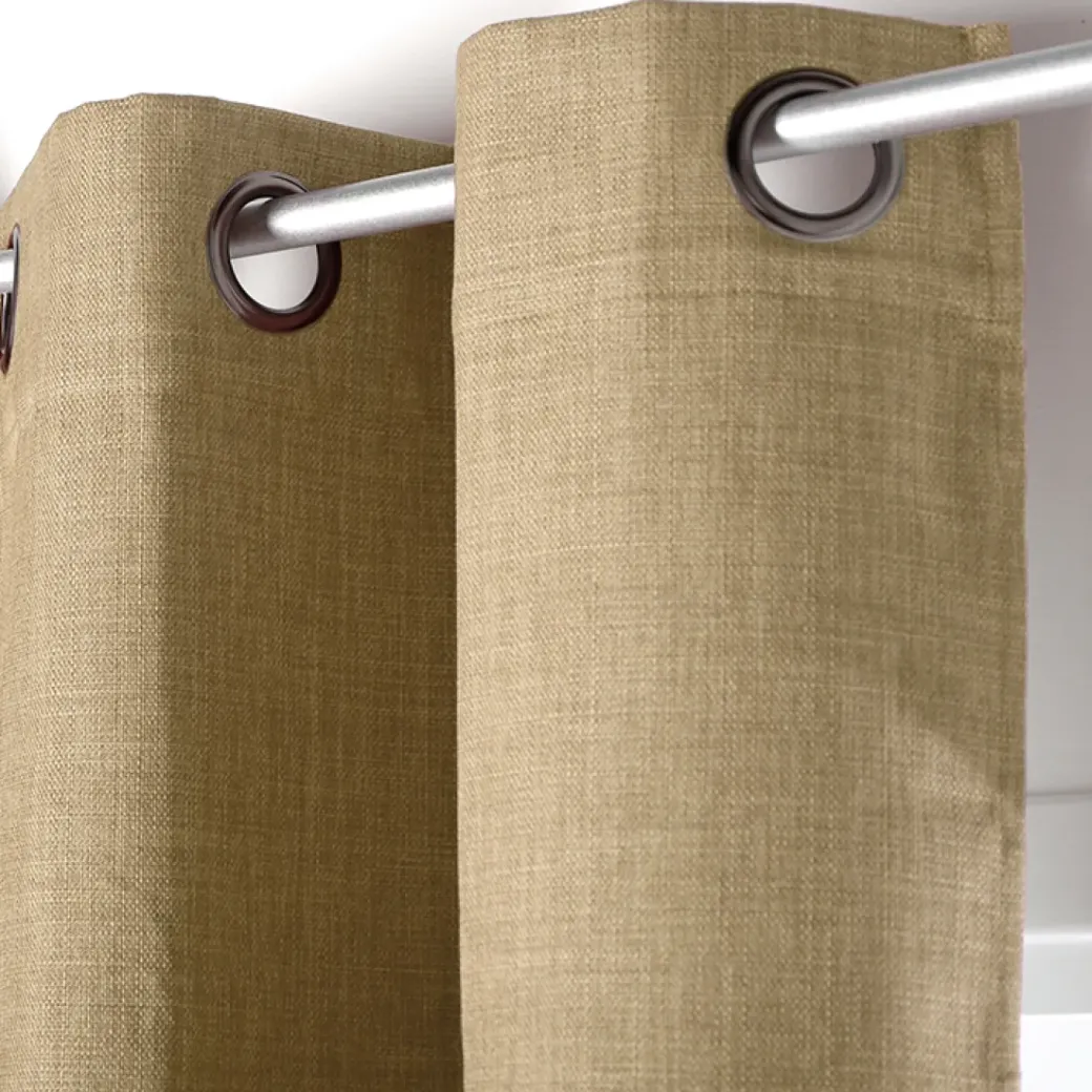 Brico Gordijnen-Gordijn Verduisterend Thermisch Bella Ringen Beige 140 X 260 Cm