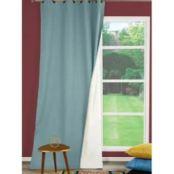 Brico Gordijnen-Gordijn Verduisterend Thermisch Bella Ringen Blauw 140X260Cm