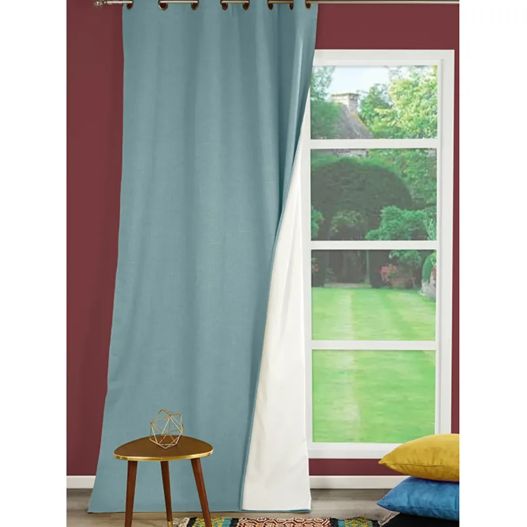 Brico Gordijnen-Gordijn Verduisterend Thermisch Bella Ringen Blauw 140X260Cm