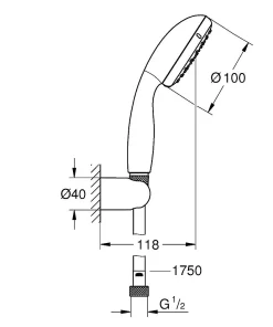 Grohe Doucheset 1 Straal Vitalio Start 100 Chroom|Brico Best