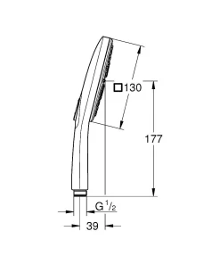 Grohe Handdouche Cube 3 Stralen Chroom Witte Sproeiplaat|Brico Outlet