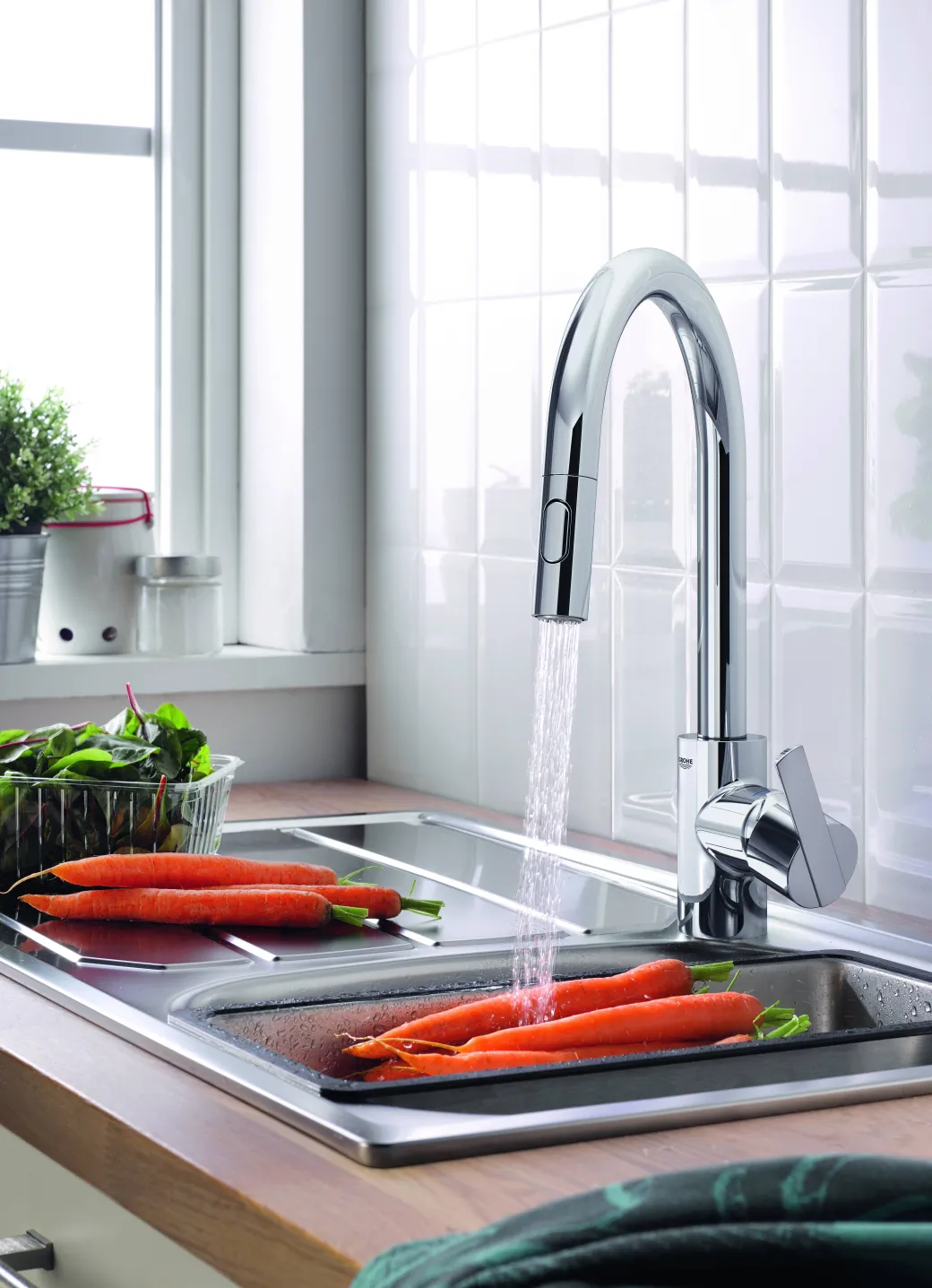 Grohe Keukenmengkraan Feel Met Uittrekbare Handdouche Chroom|Brico