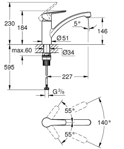 Grohe Quickfix Start Keukenmengkraan Chroom|Brico
