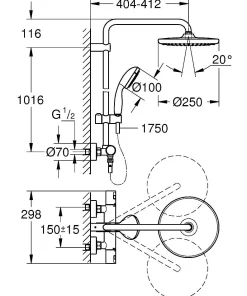 Grohe Regendoucheset Vitalio Start System 250Mm Met Thermostatische Mengkraan Zwart|Brico Online