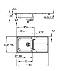 Grohe Spoelbak K500 Met Druiprek 1000X500Mm Rvs|Brico Sale