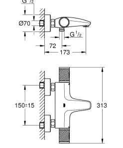 Grohe Thermostatische Badmengkraan Precision Feel Chroom|Brico Outlet