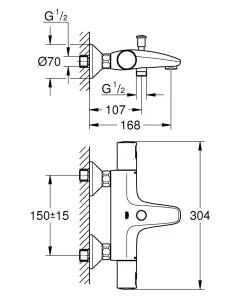 Grohe Thermostatische Badmengkraan Precision Start Chroom|Brico Discount