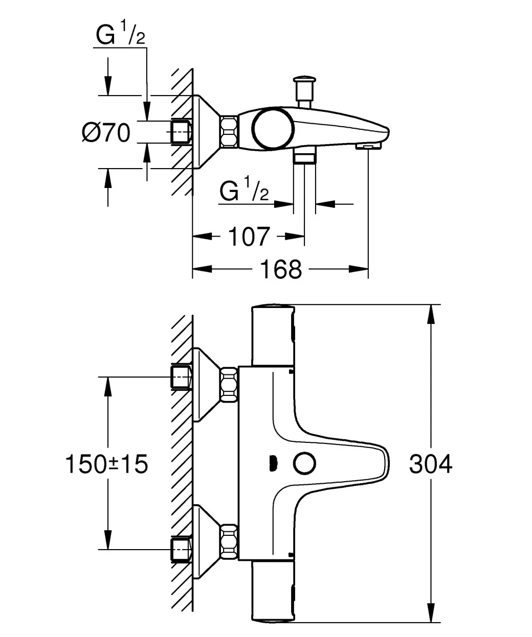 Grohe Thermostatische Badmengkraan Precision Start Chroom|Brico Discount