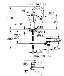 Grohe Wastafelmengkraan Start Flow L-Size Chroom|Brico Hot