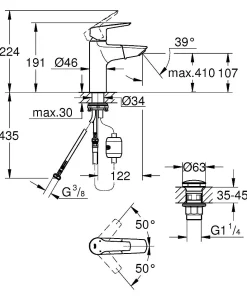 Grohe Wastafelmengkraan Start M-Size Chroom Met Uittrekbare Uitloop|Brico Discount