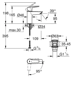 Grohe Wastafelmengkraan Start S-Size Mat Zwart|Brico New