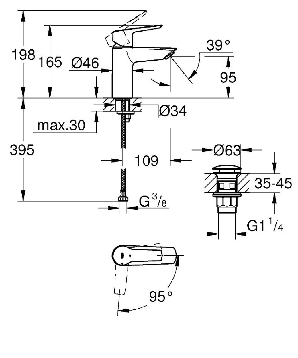 Grohe Wastafelmengkraan Start S-Size Mat Zwart|Brico New