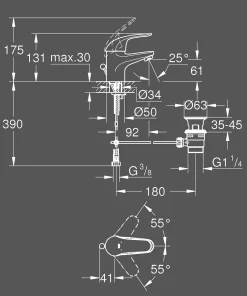 Grohe Wastafelmengkraan Swift S-Size Chroom|Brico Hot