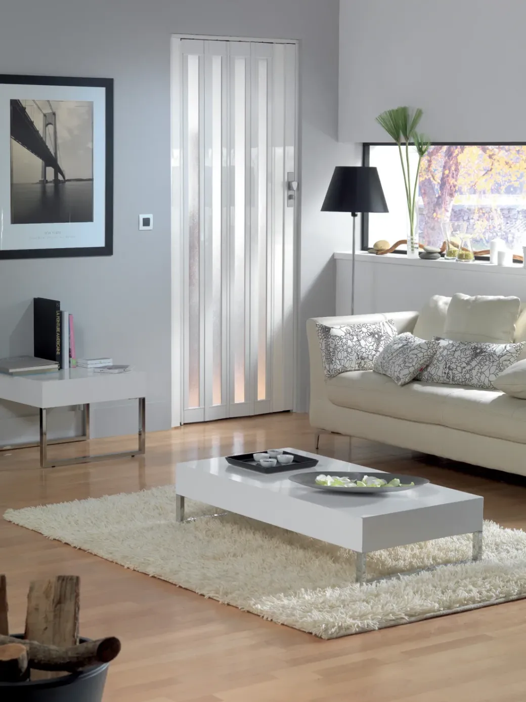 Brico Schuifdeuren-Grosfillex Vouwdeur Glasen 'Larya' Pvc Wit 205X84Cm