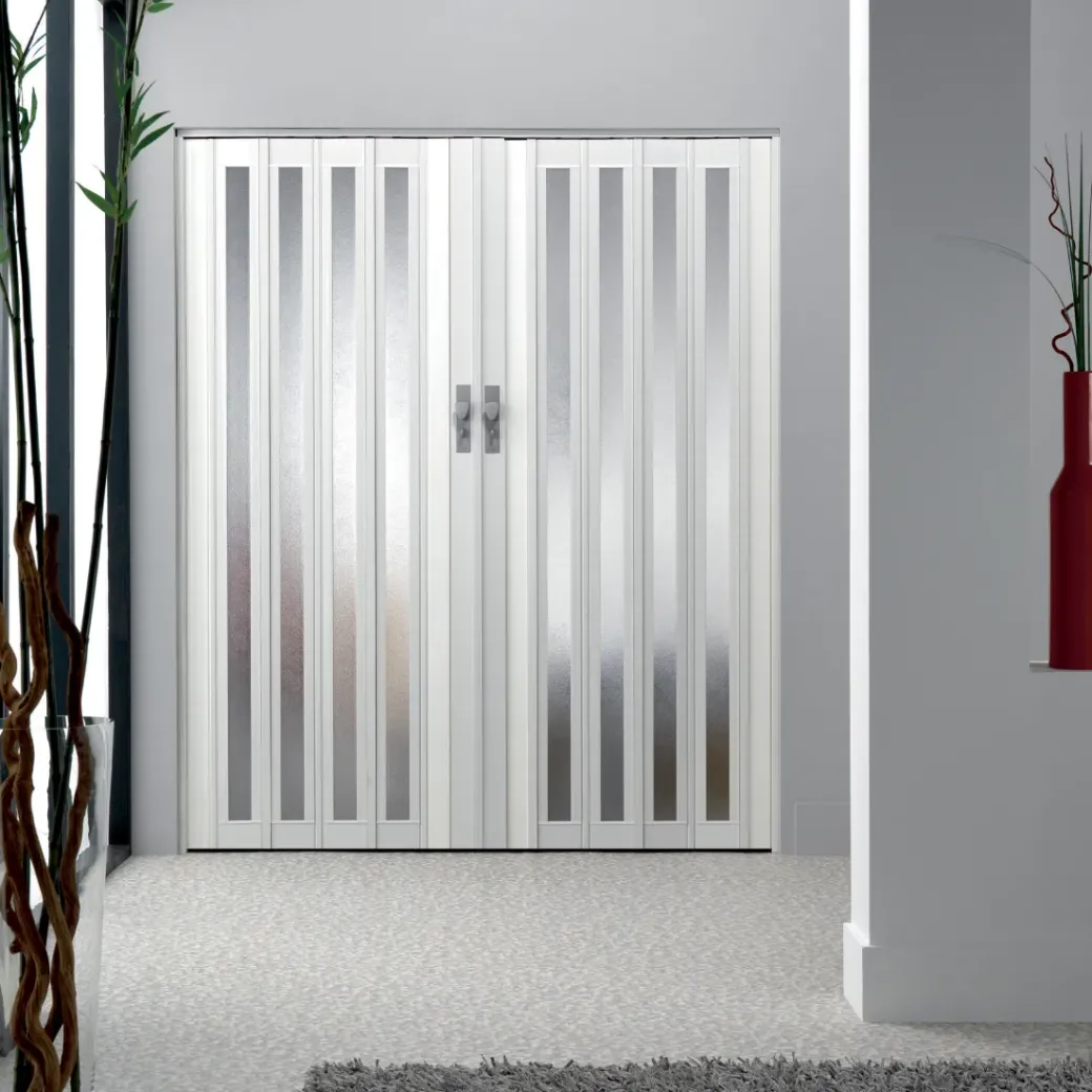Brico Schuifdeuren-Grosfillex Vouwdeur Glasen 'Larya' Pvc Wit 205X84Cm