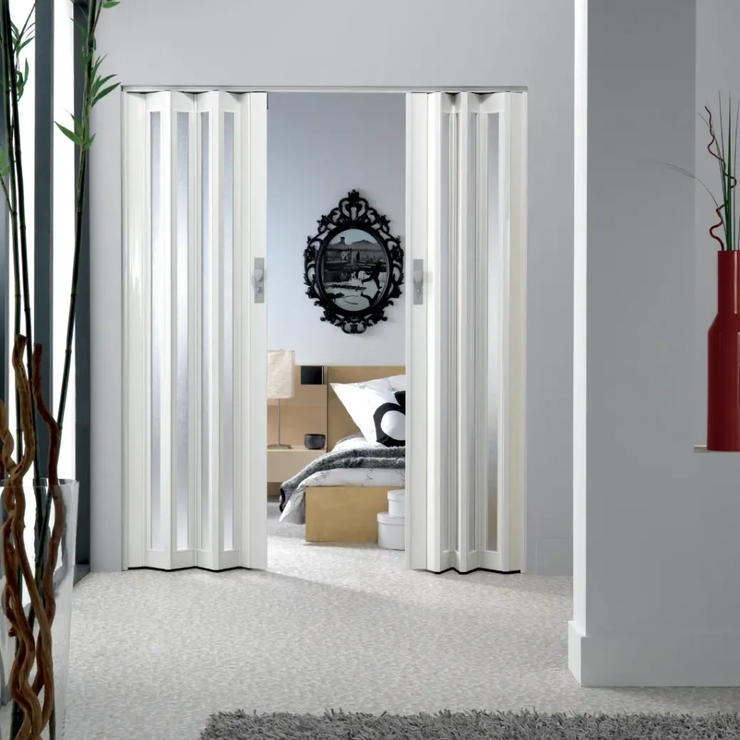 Brico Schuifdeuren-Grosfillex Vouwdeur Glasen 'Larya' Pvc Wit 205X84Cm